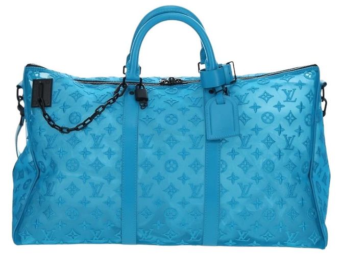 LOUIS VUITTON Monogram Mesh Keepall Triangle 50 Turquoise M45048 Auth 195543SAM Turchese - vista 13