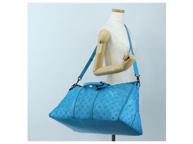 LOUIS VUITTON Monogram Mesh Keepall Triangle 50 Turquoise M45048 Auth 195543SAM Turchese - vista 32