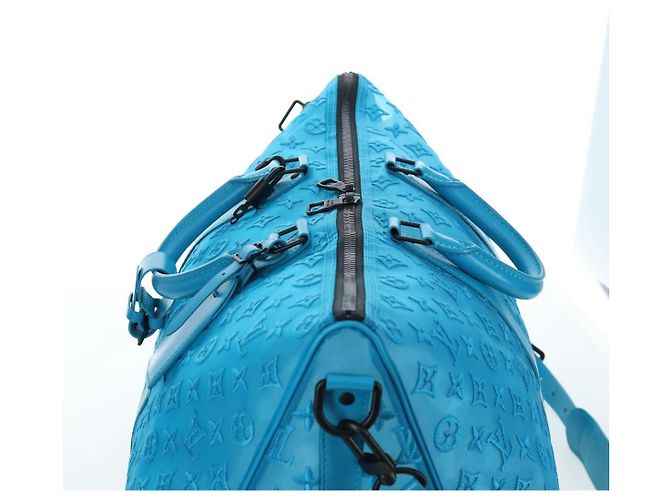 LOUIS VUITTON Monogram Mesh Keepall Triangle 50 Turquoise M45048 Auth 195543SAM Turchese - vista 6