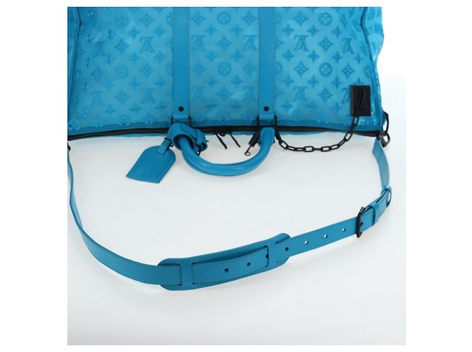 LOUIS VUITTON Monogram Mesh Keepall Triangle 50 Turquoise M45048 Auth 195543SAM Turchese - vista 8