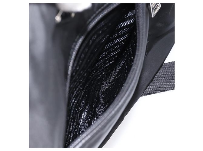 Borsa a tracolla PRADA Nylon Black Silver Auth am12283V Nero Argento - vista 24