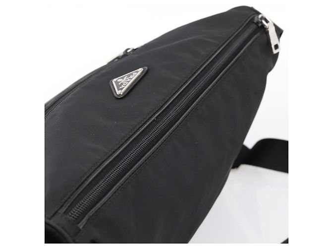 Borsa a tracolla PRADA Nylon Black Silver Auth am12283V Nero Argento - vista 6