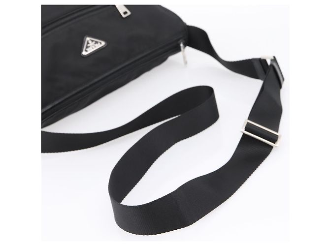 Borsa a tracolla PRADA Nylon Black Silver Auth am12283V Nero Argento - vista 7