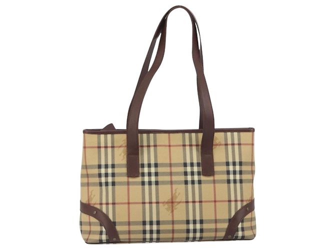 Borsa Tote BURBERRY Nova Check PVC Leather Beige Brown Auth 198649A Marrone - vista 13