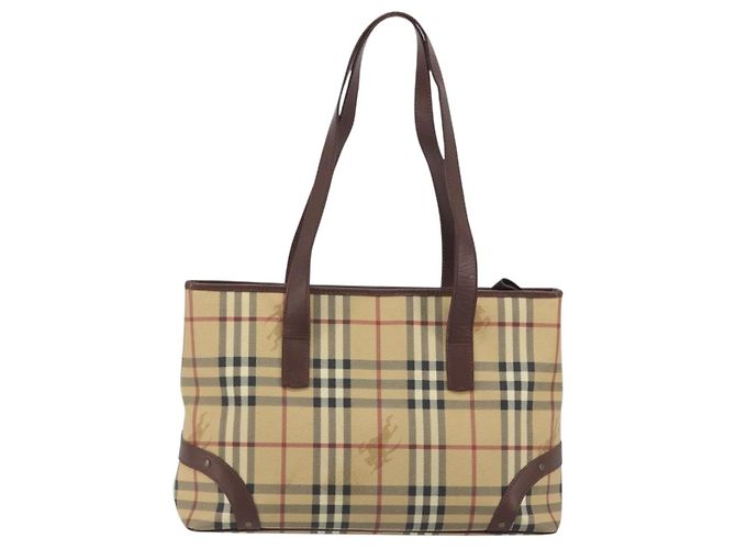 Borsa Tote BURBERRY Nova Check PVC Leather Beige Brown Auth 198649A Marrone - vista 2