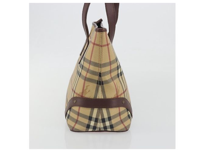 Borsa Tote BURBERRY Nova Check PVC Leather Beige Brown Auth 198649A Marrone - vista 3
