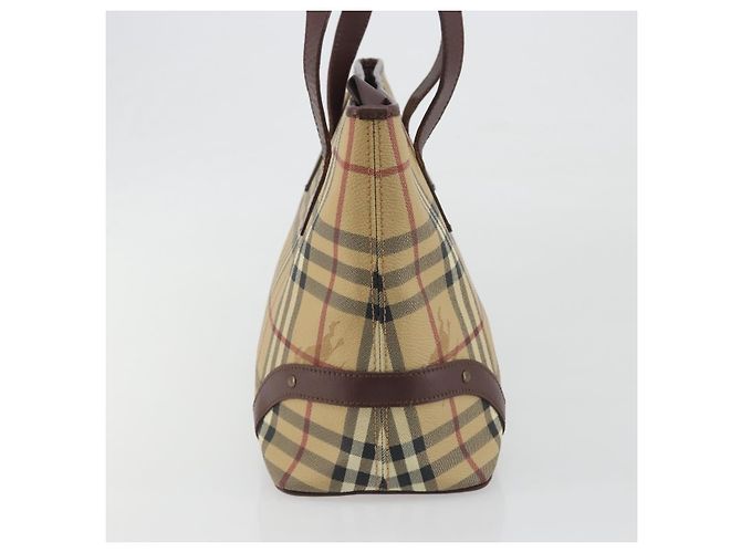Borsa Tote BURBERRY Nova Check PVC Leather Beige Brown Auth 198649A Marrone - vista 4