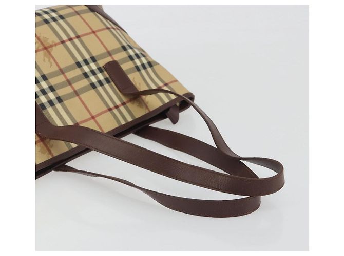 Borsa Tote BURBERRY Nova Check PVC Leather Beige Brown Auth 198649A Marrone - vista 7