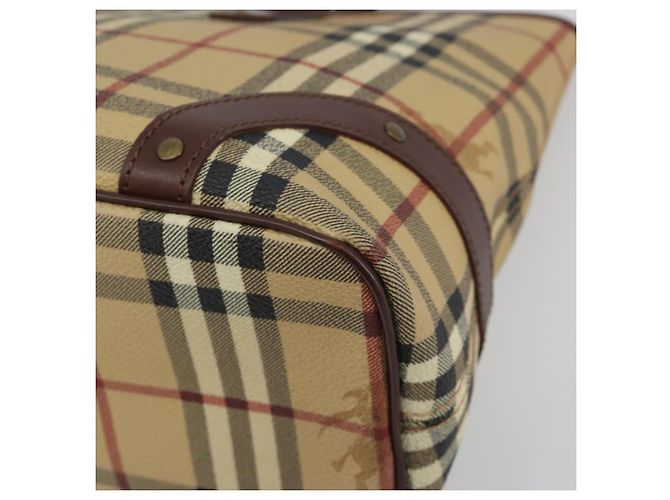 Borsa Tote BURBERRY Nova Check PVC Leather Beige Brown Auth 198649A Marrone - vista 9