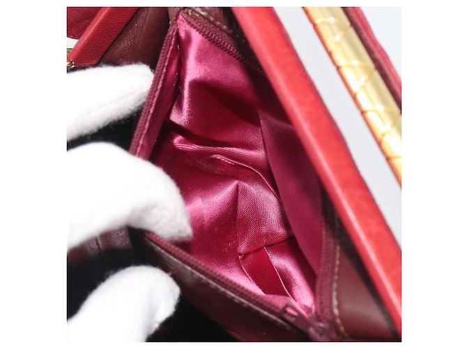 Borsa CHANEL Matelasse Suede Red Gold CC Auth 197450A Rosso D'oro - vista 11