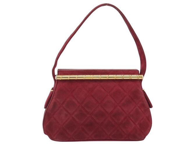 Borsa CHANEL Matelasse Suede Red Gold CC Auth 197450A Rosso D'oro - vista 13