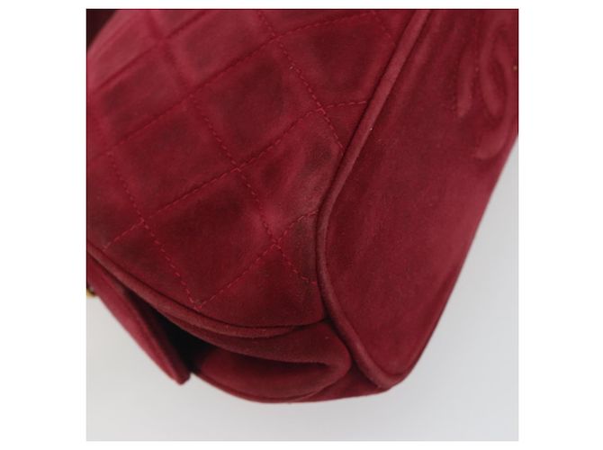 Borsa CHANEL Matelasse Suede Red Gold CC Auth 197450A Rosso D'oro - vista 16