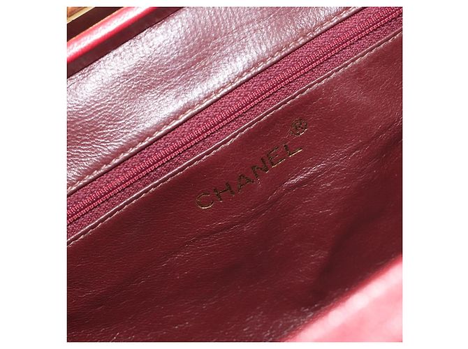 Borsa CHANEL Matelasse Suede Red Gold CC Auth 197450A Rosso D'oro - vista 17