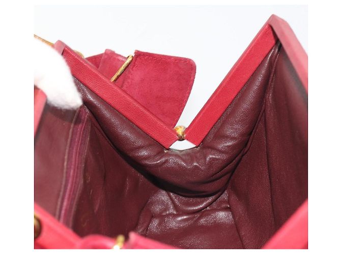 Borsa CHANEL Matelasse Suede Red Gold CC Auth 197450A Rosso D'oro - vista 18