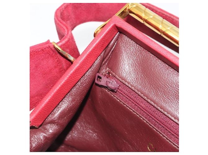 Borsa CHANEL Matelasse Suede Red Gold CC Auth 197450A Rosso D'oro - vista 20