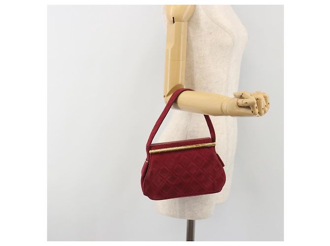 Borsa CHANEL Matelasse Suede Red Gold CC Auth 197450A Rosso D'oro - vista 21