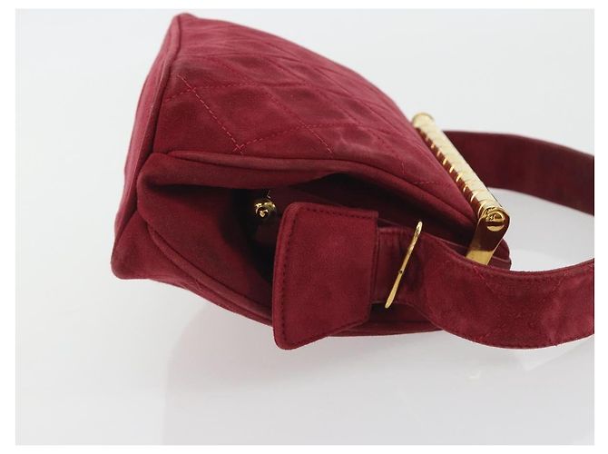 Borsa CHANEL Matelasse Suede Red Gold CC Auth 197450A Rosso D'oro - vista 3