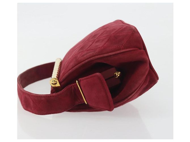 Borsa CHANEL Matelasse Suede Red Gold CC Auth 197450A Rosso D'oro - vista 4