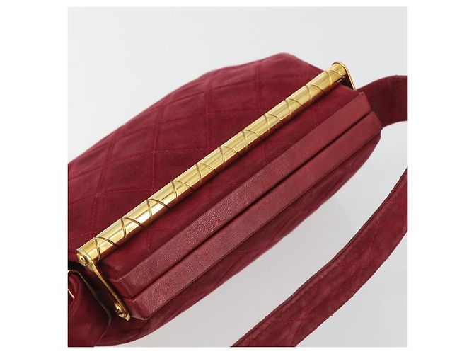 Borsa CHANEL Matelasse Suede Red Gold CC Auth 197450A Rosso D'oro - vista 6
