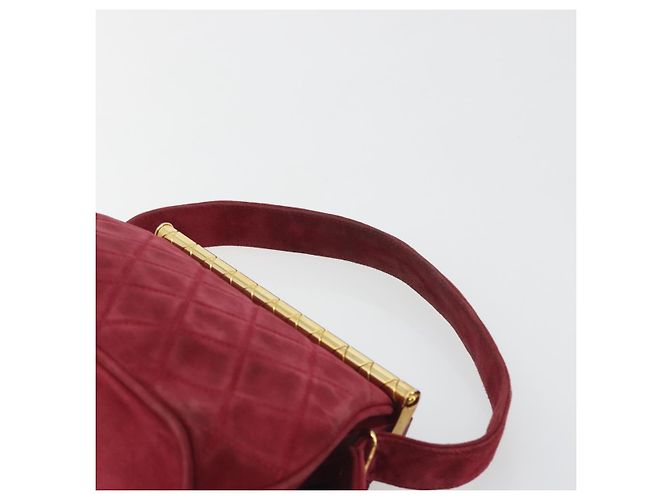 Borsa CHANEL Matelasse Suede Red Gold CC Auth 197450A Rosso D'oro - vista 8