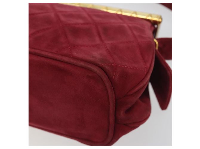 Borsa CHANEL Matelasse Suede Red Gold CC Auth 197450A Rosso D'oro - vista 9