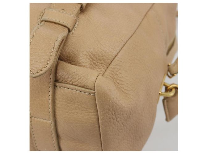 Borsa Tote PRADA Vittero Dino Leather Beige Gold Auth 194855A D'oro - vista 15