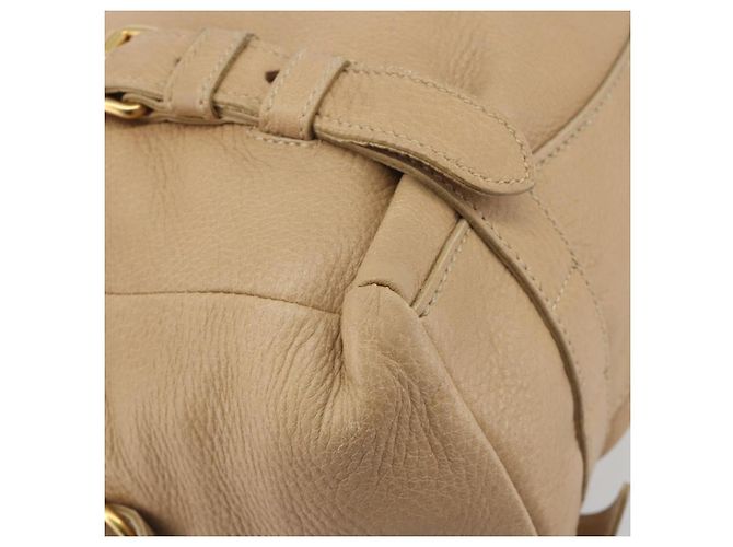 Borsa Tote PRADA Vittero Dino Leather Beige Gold Auth 194855A D'oro - vista 16