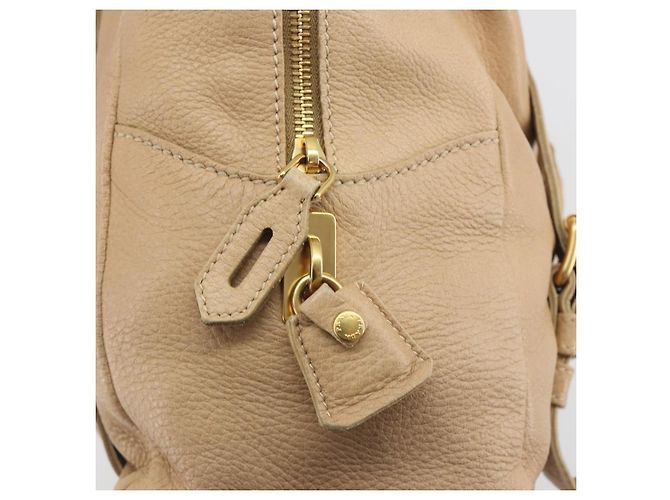 Borsa Tote PRADA Vittero Dino Leather Beige Gold Auth 194855A D'oro - vista 19