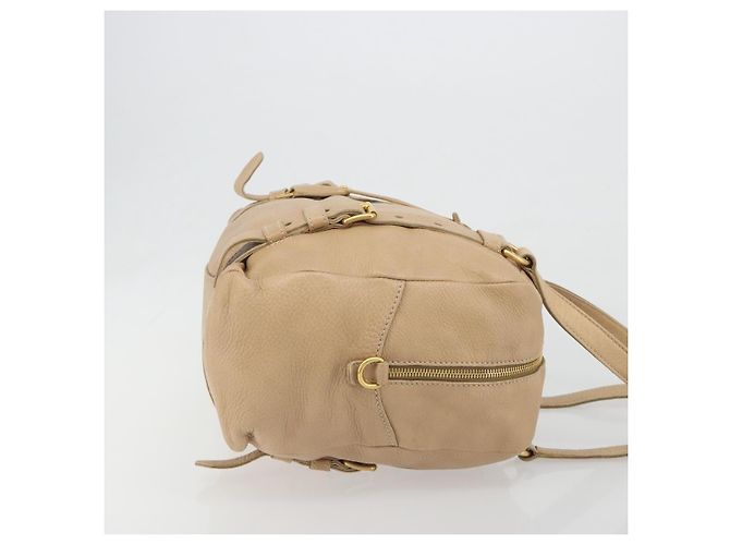 Borsa Tote PRADA Vittero Dino Leather Beige Gold Auth 194855A D'oro - vista 3