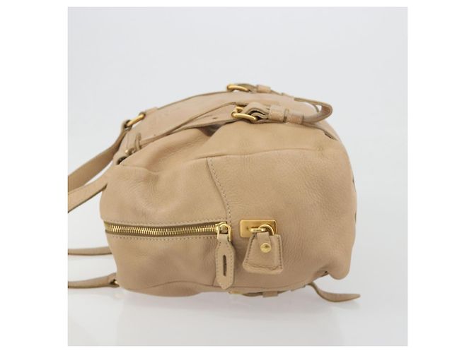 Borsa Tote PRADA Vittero Dino Leather Beige Gold Auth 194855A D'oro - vista 4