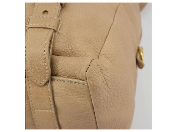Borsa Tote PRADA Vittero Dino Leather Beige Gold Auth 194855A D'oro - vista 9