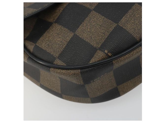 Pequin Borsa a tracolla FENDI Pecan Canvas PVC Nero Marrone Auth 196716 - vista 14