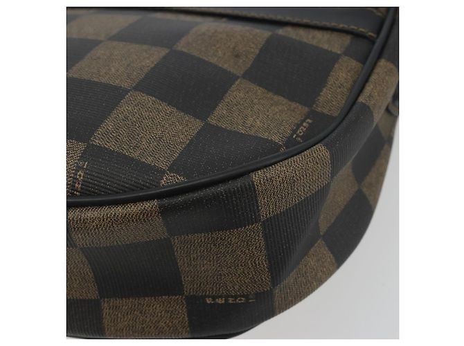 Pequin Borsa a tracolla FENDI Pecan Canvas PVC Nero Marrone Auth 196716 - vista 15