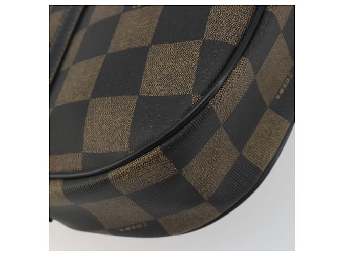 Pequin Borsa a tracolla FENDI Pecan Canvas PVC Nero Marrone Auth 196716 - vista 16