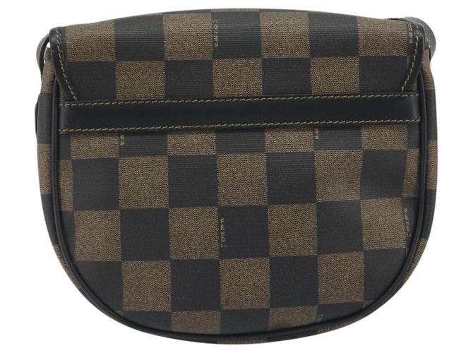 Pequin Borsa a tracolla FENDI Pecan Canvas PVC Nero Marrone Auth 196716 - vista 2