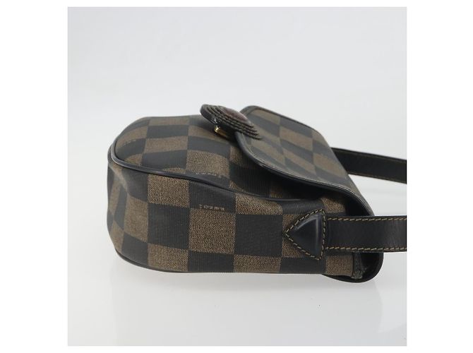 Pequin Borsa a tracolla FENDI Pecan Canvas PVC Nero Marrone Auth 196716 - vista 3