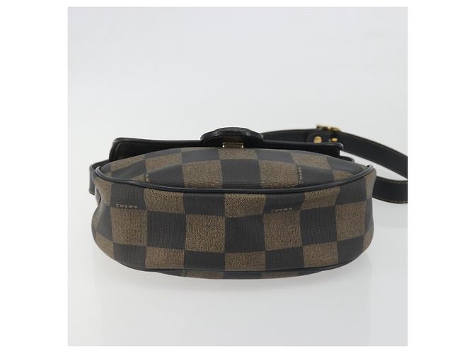 Pequin Borsa a tracolla FENDI Pecan Canvas PVC Nero Marrone Auth 196716 - vista 5