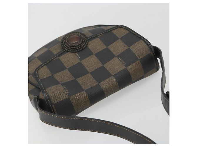 Pequin Borsa a tracolla FENDI Pecan Canvas PVC Nero Marrone Auth 196716 - vista 6