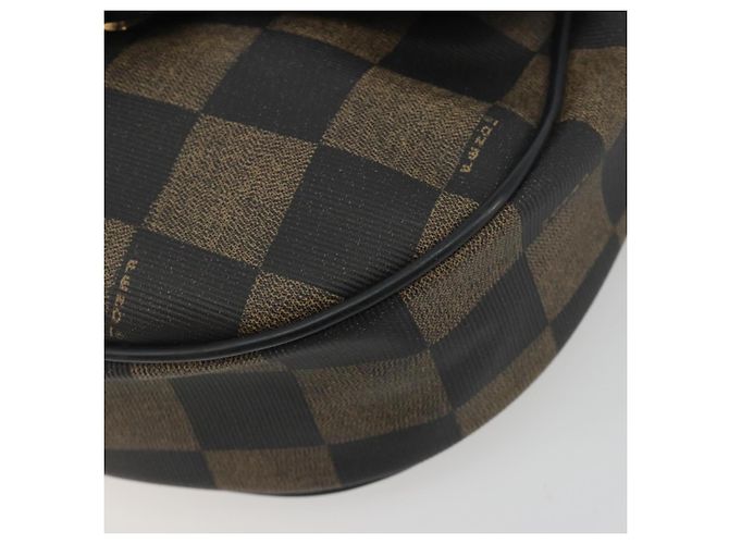 Pequin Borsa a tracolla FENDI Pecan Canvas PVC Nero Marrone Auth 196716 - vista 9