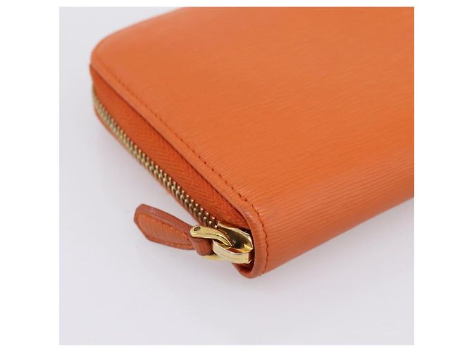 Cartera larga PRADA de piel Orange Gold Auth 198764A Dorado Naranja - vista 14
