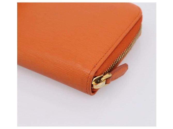 Cartera larga PRADA de piel Orange Gold Auth 198764A Dorado Naranja - vista 15