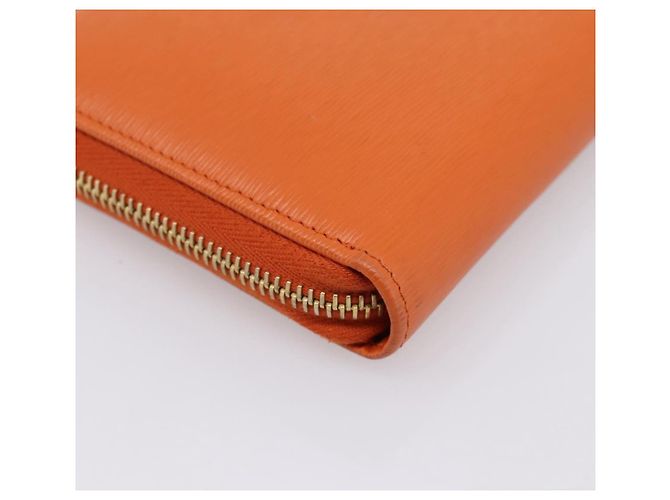 Cartera larga PRADA de piel Orange Gold Auth 198764A Dorado Naranja - vista 16