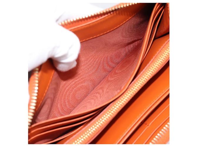 Cartera larga PRADA de piel Orange Gold Auth 198764A Dorado Naranja - vista 19