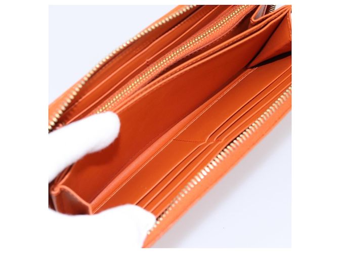 Cartera larga PRADA de piel Orange Gold Auth 198764A Dorado Naranja - vista 23