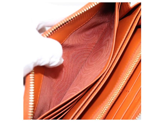 Cartera larga PRADA de piel Orange Gold Auth 198764A Dorado Naranja - vista 24