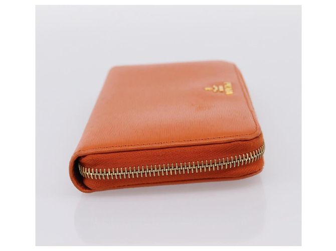 Cartera larga PRADA de piel Orange Gold Auth 198764A Dorado Naranja - vista 4