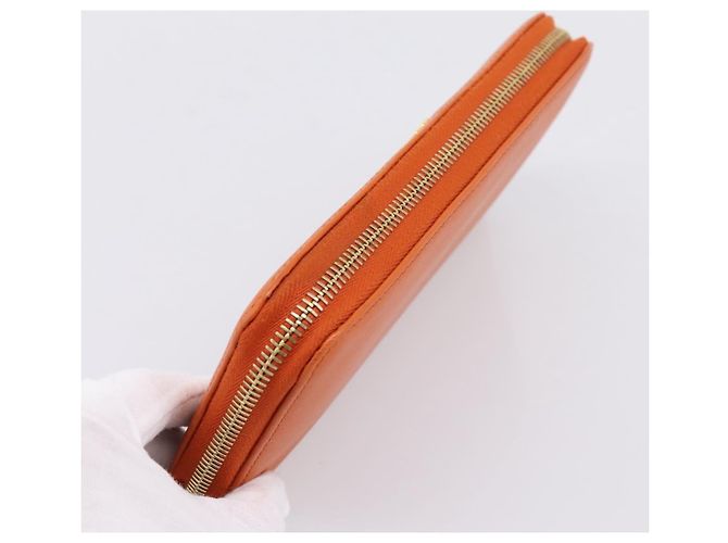 Cartera larga PRADA de piel Orange Gold Auth 198764A Dorado Naranja - vista 5