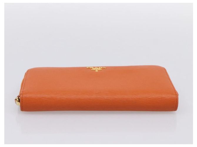 Cartera larga PRADA de piel Orange Gold Auth 198764A Dorado Naranja - vista 6