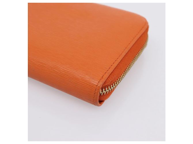 Cartera larga PRADA de piel Orange Gold Auth 198764A Dorado Naranja - vista 7