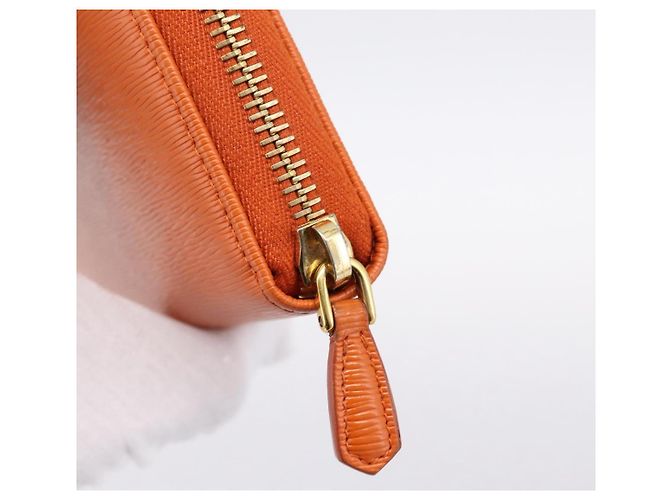 Cartera larga PRADA de piel Orange Gold Auth 198764A Dorado Naranja - vista 8